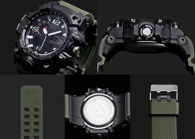 PU Strap Plastic Digital Watch , 50m Waterproof Digital Sports Watches For Men