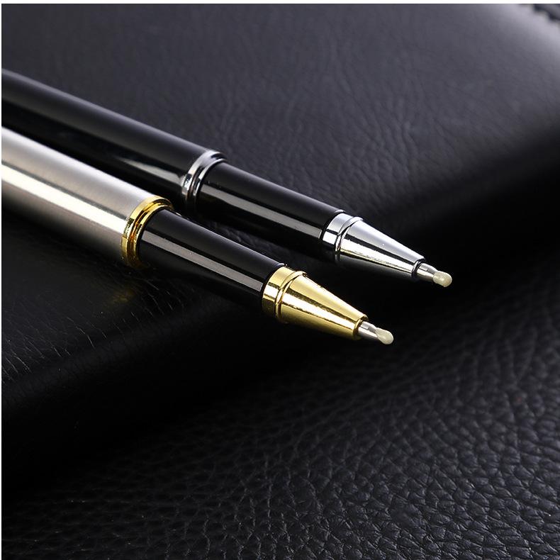 Custom Logo Printing Black White Slim Metal Ball Point Pen for Customized Color Gift