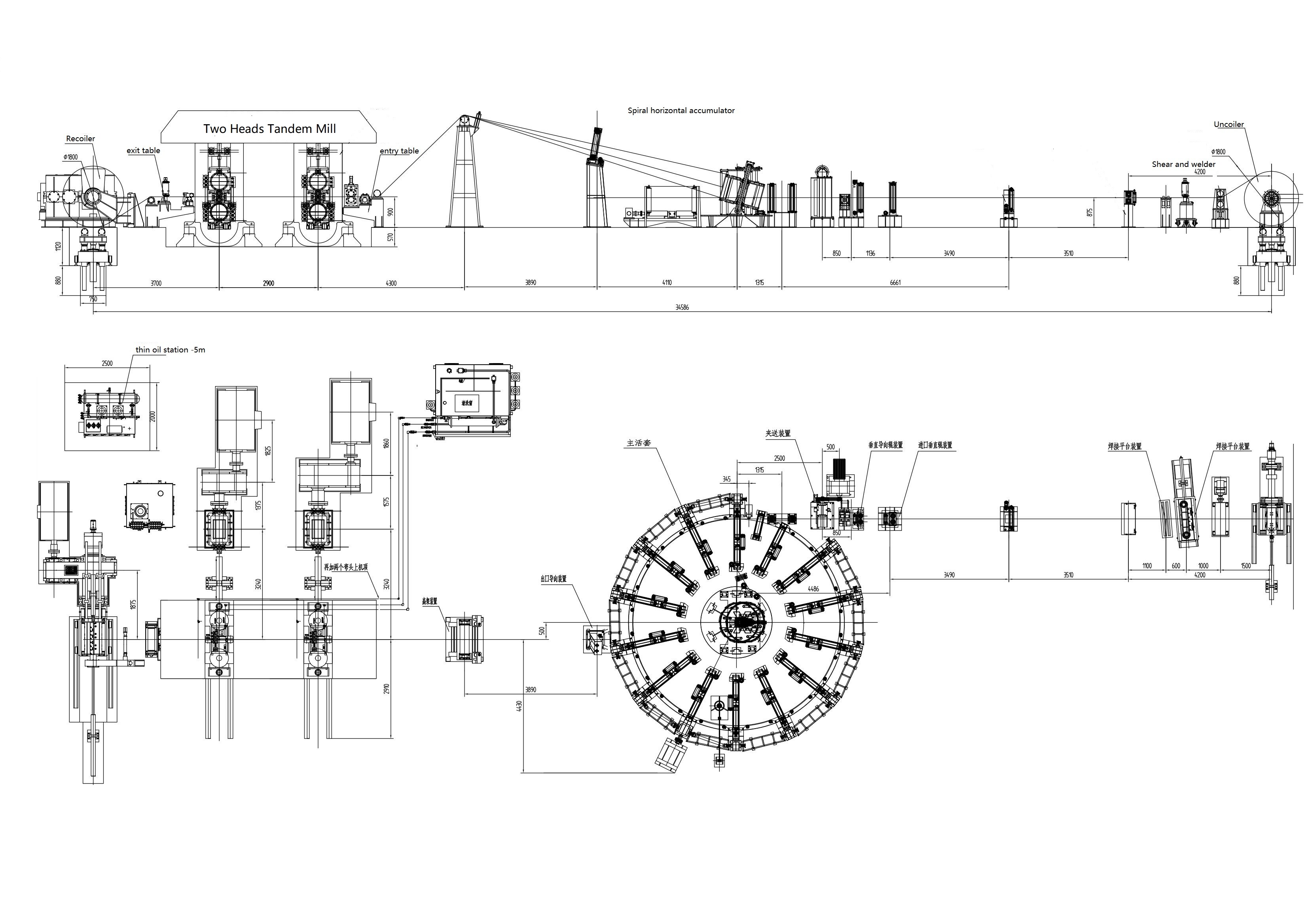 150m/Min 2 Heads Tandem Cold Mill Black Hot Rolled Steel Coil Rolling Mill