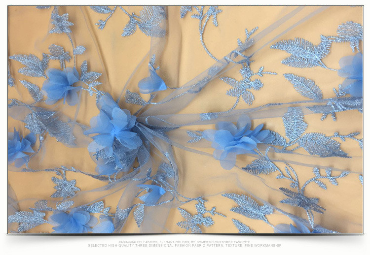 Colorful Polyester 3D flower embroidered Lace fabric for women garments
