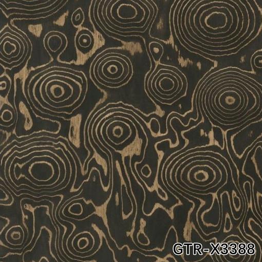 Artificial Wood Veneer of Golden Tree Ring 0.30mm G.TR-X3388 Slice Cut For