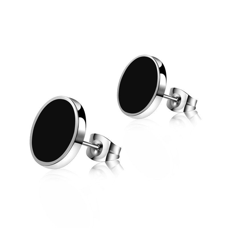Titanium steel oil unilateral round dumbbell Style stud earrings for women men lover couples Jewelry Gifts 6mm-12mm