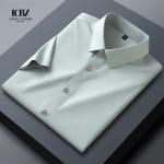 Printed Men's Classic Silk Bamboo Fiber Dress Shirts Non-iron Office Shirt