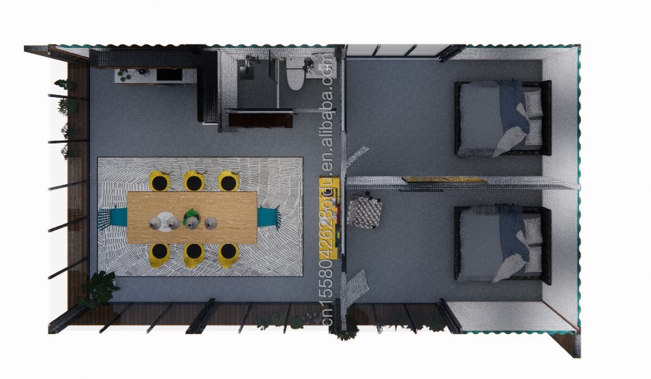 Family Housing Solution 20FT Combination Flat Packaging Container with 2 Rooms and 3 Bedrooms Hotel Style