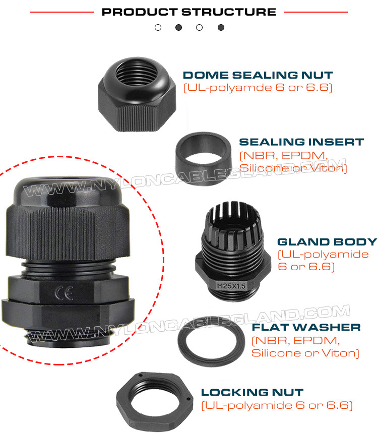 Nylon Elongated M20 Cable Gland, IP68 Waterproof 6-12mm Lengthened Cable Gland Protector Long Thread Gland Connector
