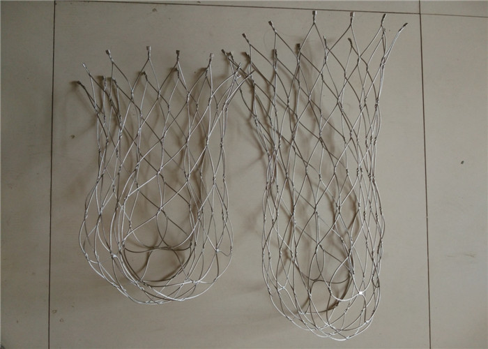 Knotted Stainless Steel Mesh Bag , Hand Woven Interlocking Wire Mesh Bag