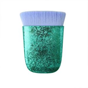 Quality Foundation Face Kabuki Brush Glitter Blue Round Shaped Plastic Handle wholesale