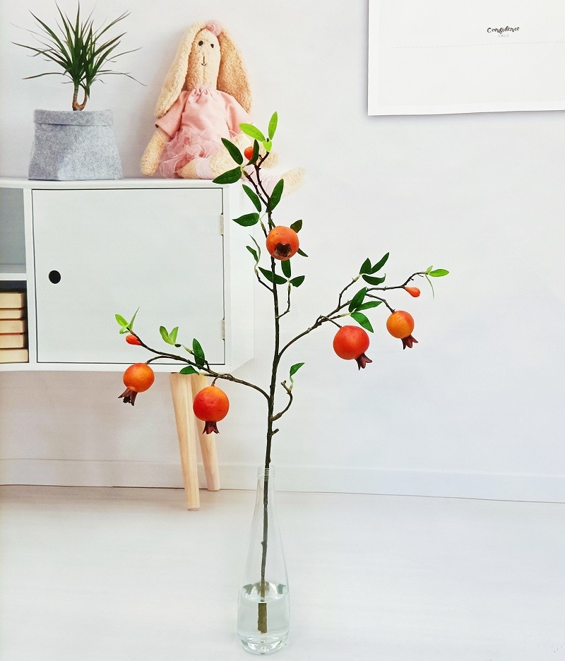 Table Decor 70cm Height Artificial Fruit Tree Persimmon Long Single Branch