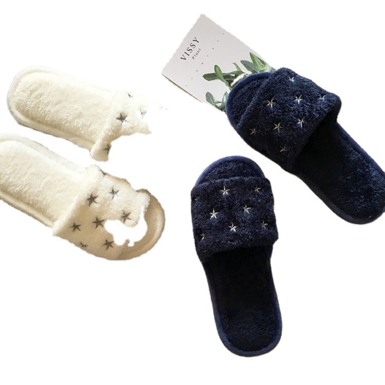 1D0012 Bulk Woman Fluffy Fur Slide Slipper With Strap For Lady