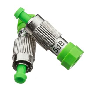 Quality 5dB FC Fixed Fiber Optic Attenuator SM APC Green Cap Male To Female Metal wholesale