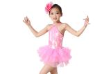 Childrens Ballerina Outfits / Dance Costumes Full Sequins Pink Pleated Tulle