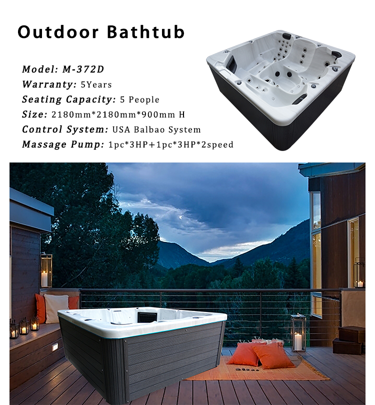 5 Person 3 Seats 2 Lounger Massage Hydrotherapy Hot Tube Spa Pool for Outdoor Comfort