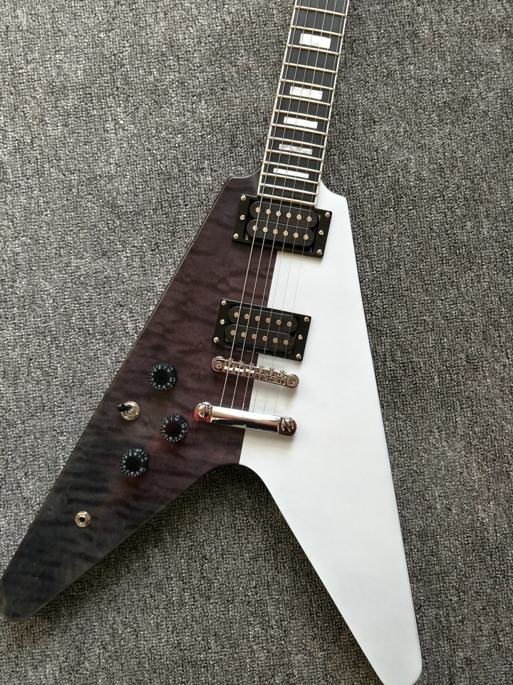 Flying-V 2018 electric guitar,left hand flying V guitar,ebony fingerboard high quality guitar