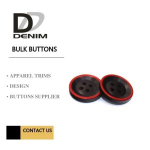 Quality Fashion Polyester Bulk Clothing Buttons Black &amp; Red Trims Solution wholesale