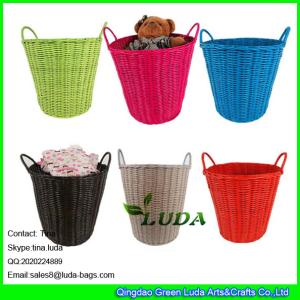 Quality LDKZ-033 Various candy color storage basket pp tute woven home straw laundry basket wholesale