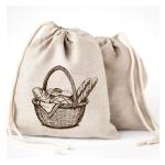 Natural Reusable Food Safe Linen Bread Drawstring Storage Bag