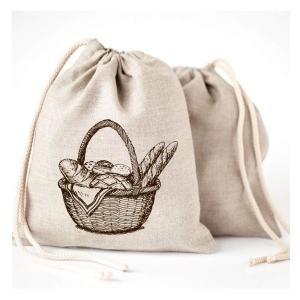Quality Natural Reusable Food Safe Linen Bread Drawstring Storage Bag wholesale