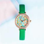 Green 3ATM Ladies Wrist Watch Leather Strap