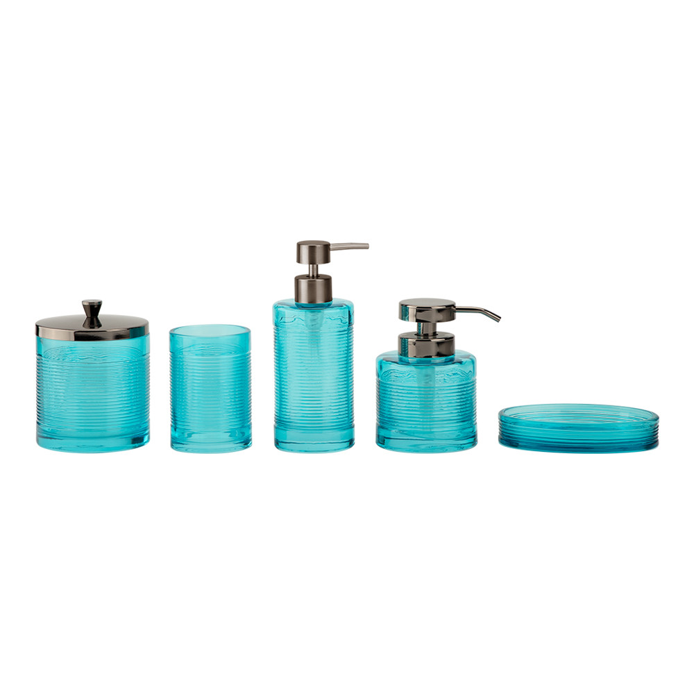 Round Glass Bathroom Accessories Set with Circle Glass Soap Dispenser Hand Wash Dispenser