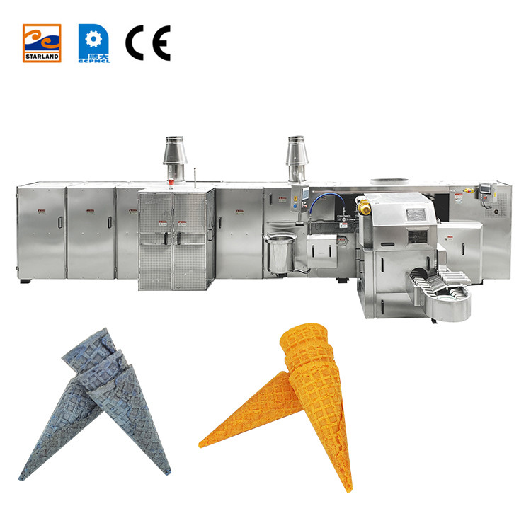 7kg / Hour Ice Cream Cone Production Line Biscuit Making Machine 47 Cast Iron Baking Templates
