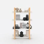 Four Tier Wooden Storage Rack White MDF Panel Modern Style W80*D30*H120CM