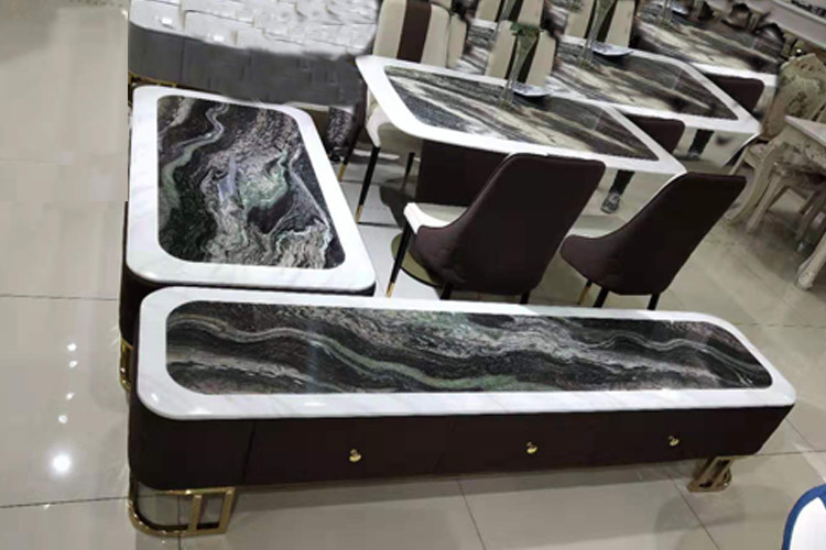 Artificial Marble Material Nordic Style Tv Stand , Coffee Table Tv Cabinet Set