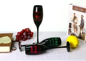 Quality Household Lead Free Solid Black Champagne Glasses , 62mm Crystal Tulip Champagne Flutes wholesale