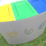 Brushed Three Compartment 60L Public Recycling Bin