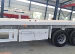 Flatbed Semi Trailer Truck 3 Axles Container Carrying Heavy Equipment Trailer