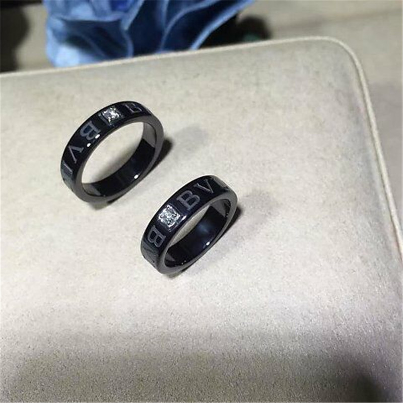 Luxury jewe factory series black ceramic diamond ring