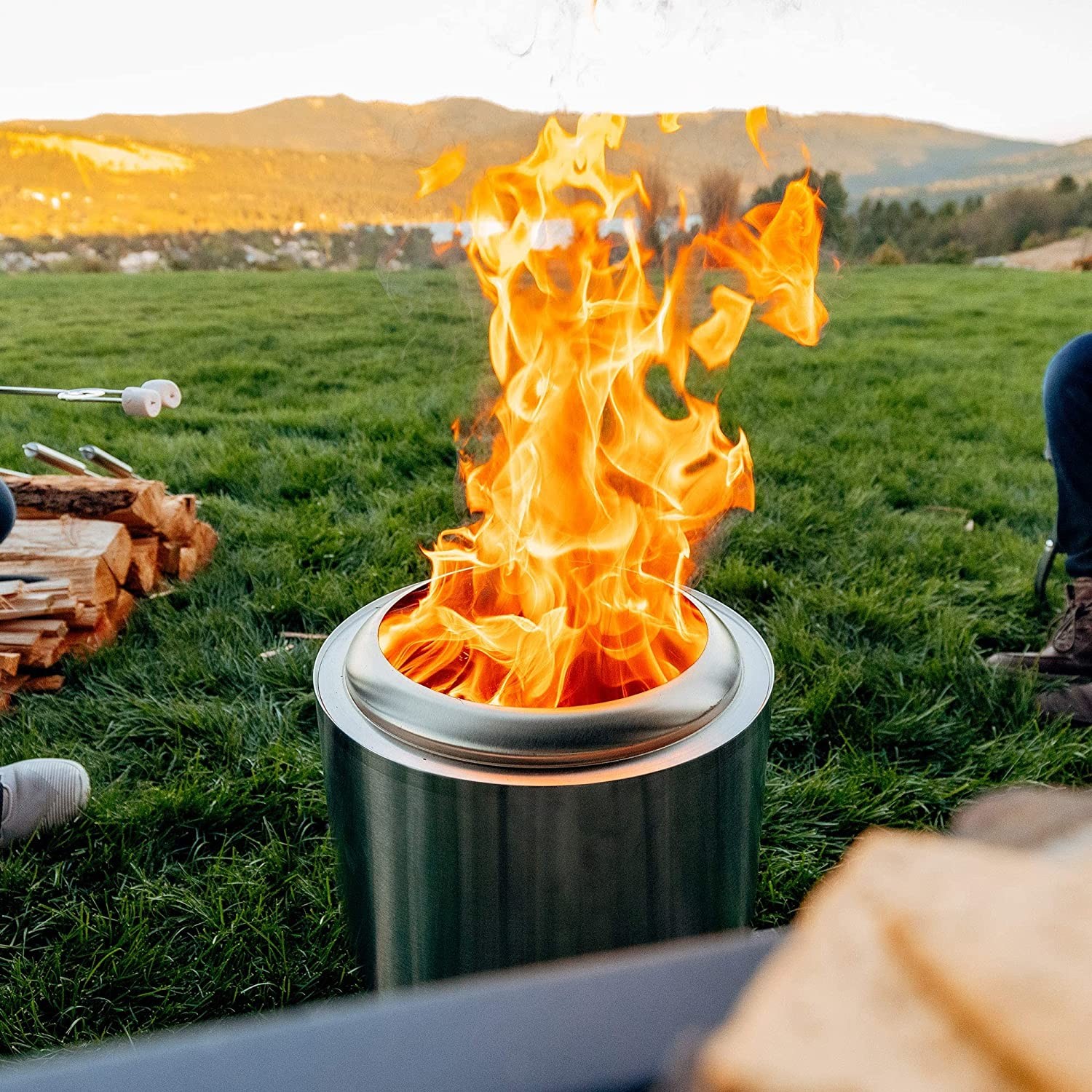15 Inch 304 Stainless Steel Portable Smokeless Fire Pit Wood Burning Outdoor
