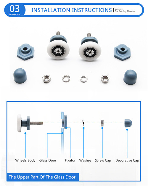 Small Single Sliding Shower Door Rollers , Height 3.7CM Shower Door Runner Wheels