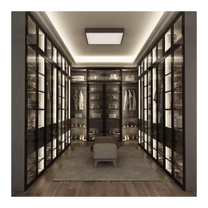Quality Adjustable MR HDF Board 2024 Luxury Glass Wardrobe Aluminum Wood Door Furniture Custom Designs Closet Wardrobe wholesale