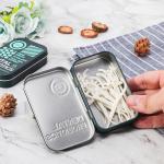 Tablet Metal Packaging Box Black Mint Tin Box with Hinge Christmas Candy Tins