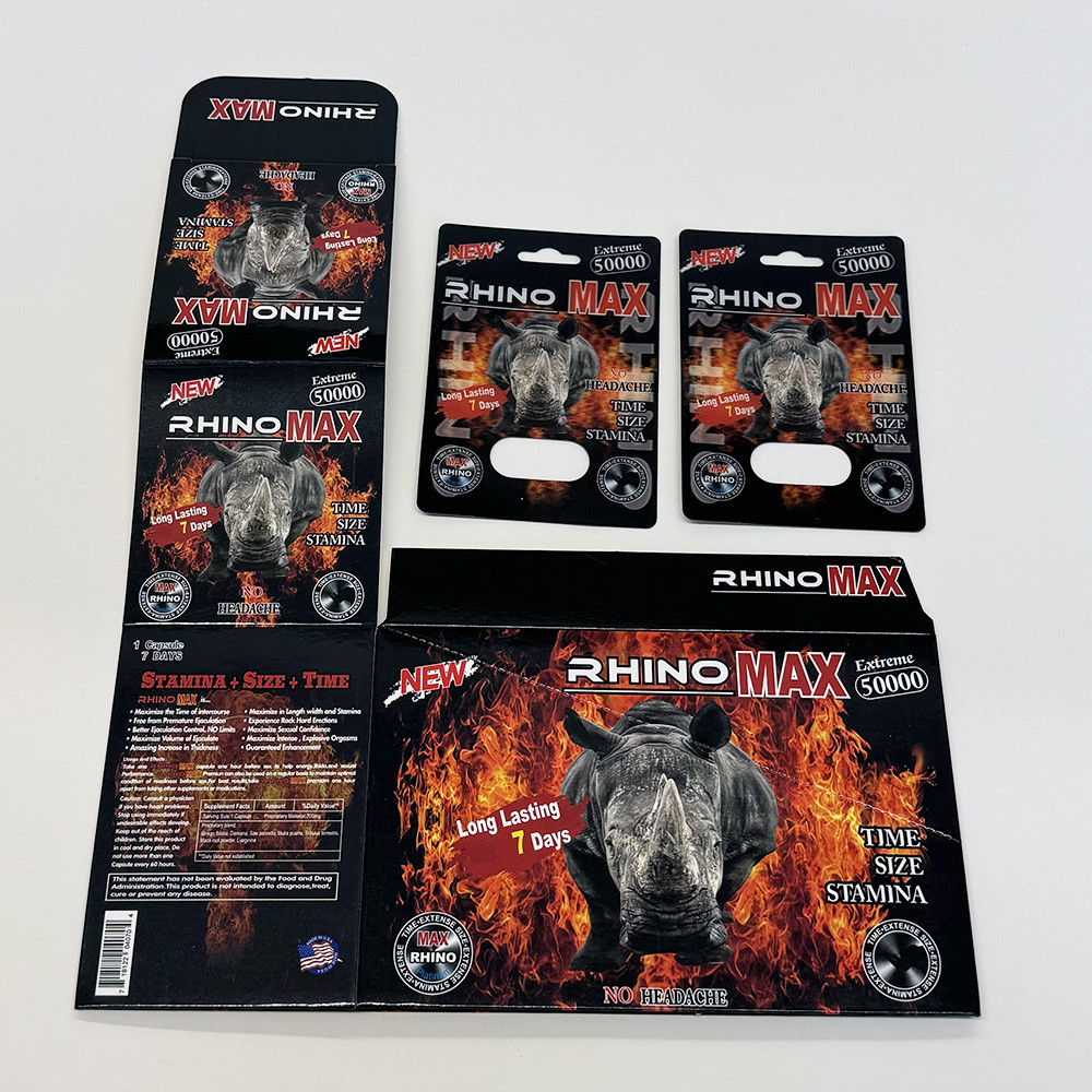 Customized Rhino 69 Enhancing Pill Paper Packaging Box For Secure Dry Storage