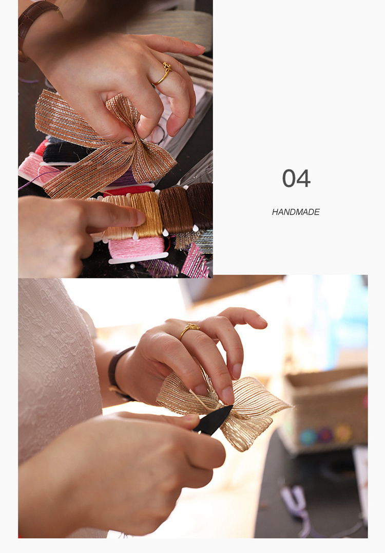Factory Direct Sale 3.8Cm Fish Silk Hemp Bow Christmas Decoration Bow Minimalist Fashion Wedding Can Be Customized