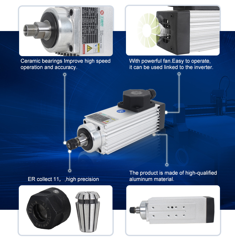 220v/380v Voltage Fan Cooling Air Cooled Spindle Motor for CNC Woodworking Engraving
