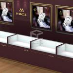 10mm Thick MDF Glass Watch Display Counter 120*62cm Glossy Plated