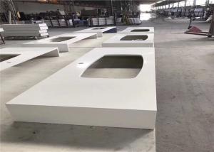 Quality Pure White Quartz Worktop , Prefab Kitchen Island Countertop With Special Design wholesale