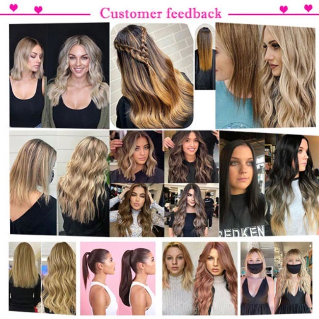 Invisible Weft Woman Human Hair Extensions Grey Brown Tone Hand Tied