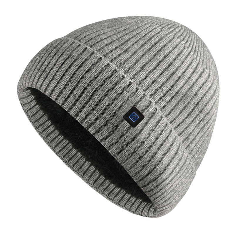 Knit Rechargeable Heated Beanie , USB Heated Hat Overheat Protection