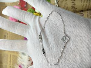 Quality 18k White Gold Sweet Alhambra Bracelet , Gold Chain Bracelets For Ladies wholesale