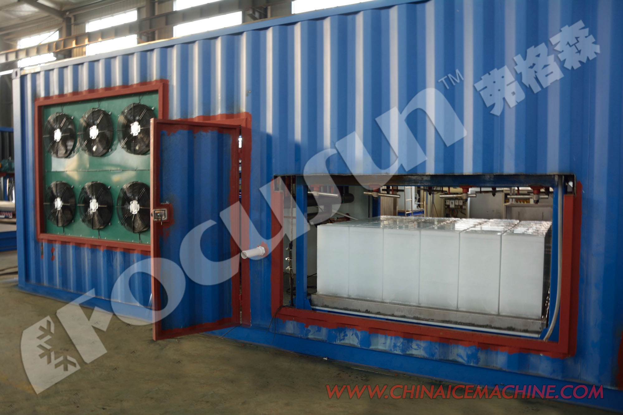 960 KG Ice Maker Containerized Block Ice Machine with PLC Touch Screen Control System