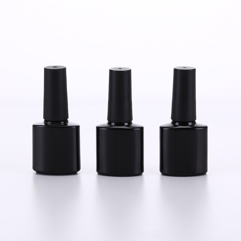 8ml 10ml Matte Black Empty UV Gel Nail Polish Bottle With Cap and Brush for Industrial Cosmetic Custom Unique Oval Shape
