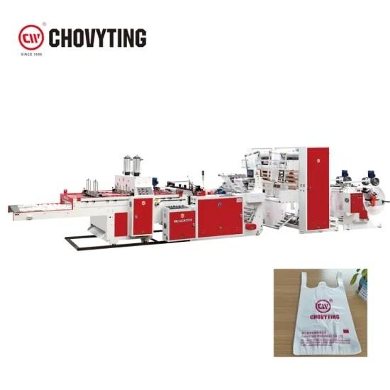Cheap Biodegradable Polythene Carry Bag Making Machine 220pcs/Min 3 Lines for sale