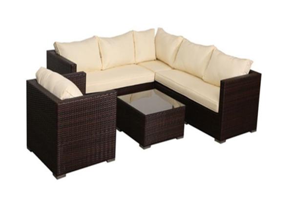 180g Polyester 5 Piece Wicker Patio Set , Rattan Garden Furniture Table And