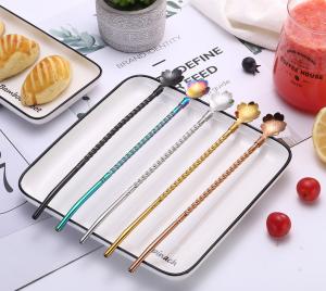 Quality Spoon Type Reusable Stainless Steel Straws In Fashionable Design 22.2*2.5cm wholesale