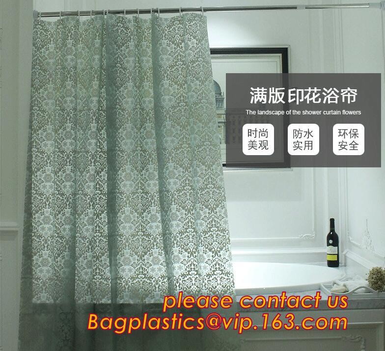 SCENERY PRINTING POLYESTER SHOWER CURTAIN, custom 3d eva shower curtain for bathroom, Popular cotton hooks polyester tex