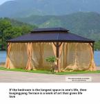 Courtyard Garden Camping Hard Top Pergola Canopy Gazebo Tent 365*600*292cm