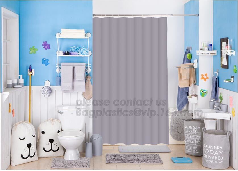 SCENERY PRINTING POLYESTER SHOWER CURTAIN, custom 3d eva shower curtain for bathroom, Popular cotton hooks polyester tex